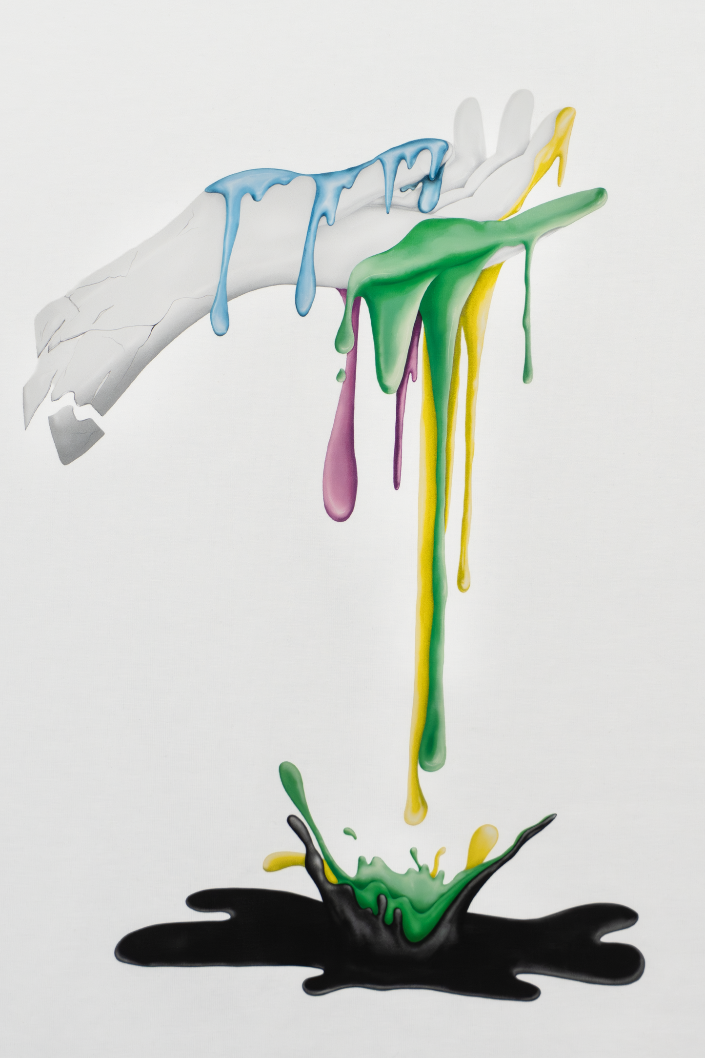 Details of Dripping Paint white T-shirt