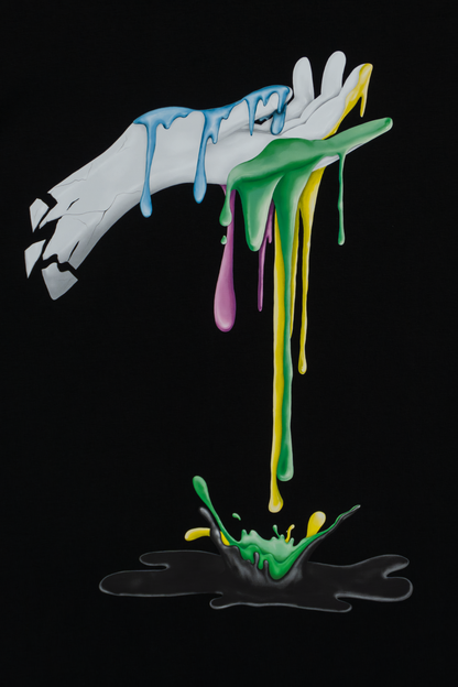 Details of Dripping Paint black T-shirt