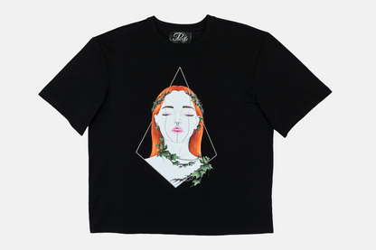 Tangled Ivy men's black tee with hand-drawn nature-inspired ivy patterns