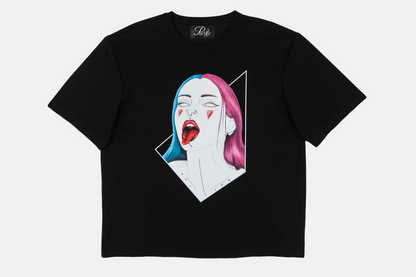 Pair of Hearts men's black tee with hand-drawn design