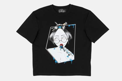 Painted in Blue men's graphic black t-shirt - hand drawn design