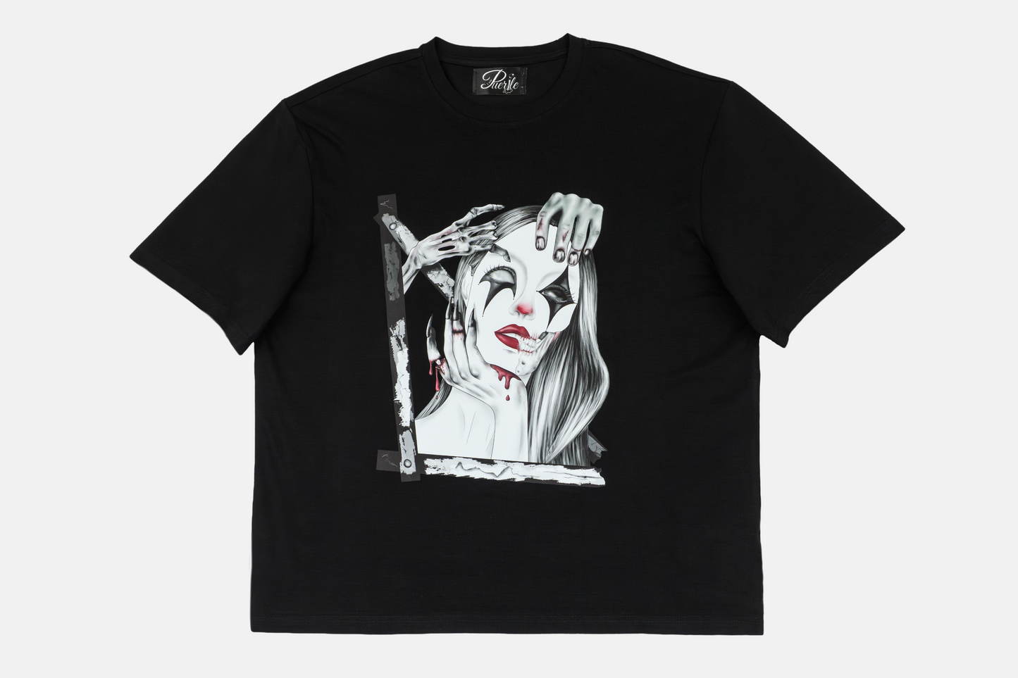 Trapped in the Darkness men's black tee with dark hand-drawn artwork