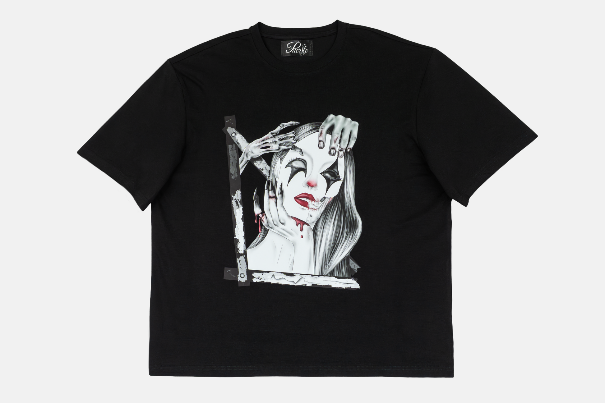Trapped in the Darkness men's black tee with dark hand-drawn artwork