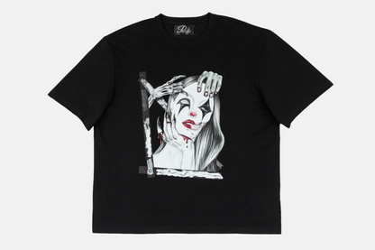 Trapped in the Darkness men's black tee with dark hand-drawn artwork