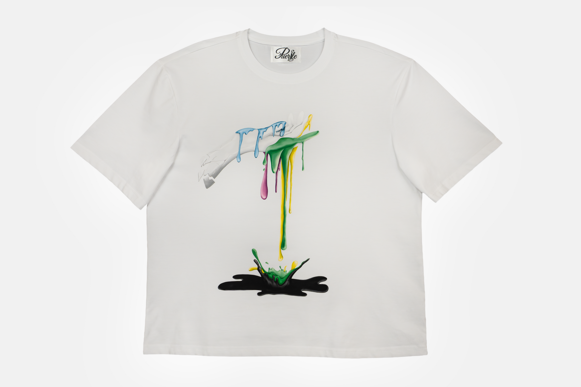 Dripping Paint men's white t-shirt with hand-drawn dripping paint art