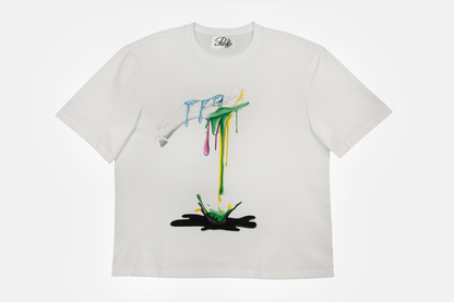 Dripping Paint men's white t-shirt with hand-drawn dripping paint art