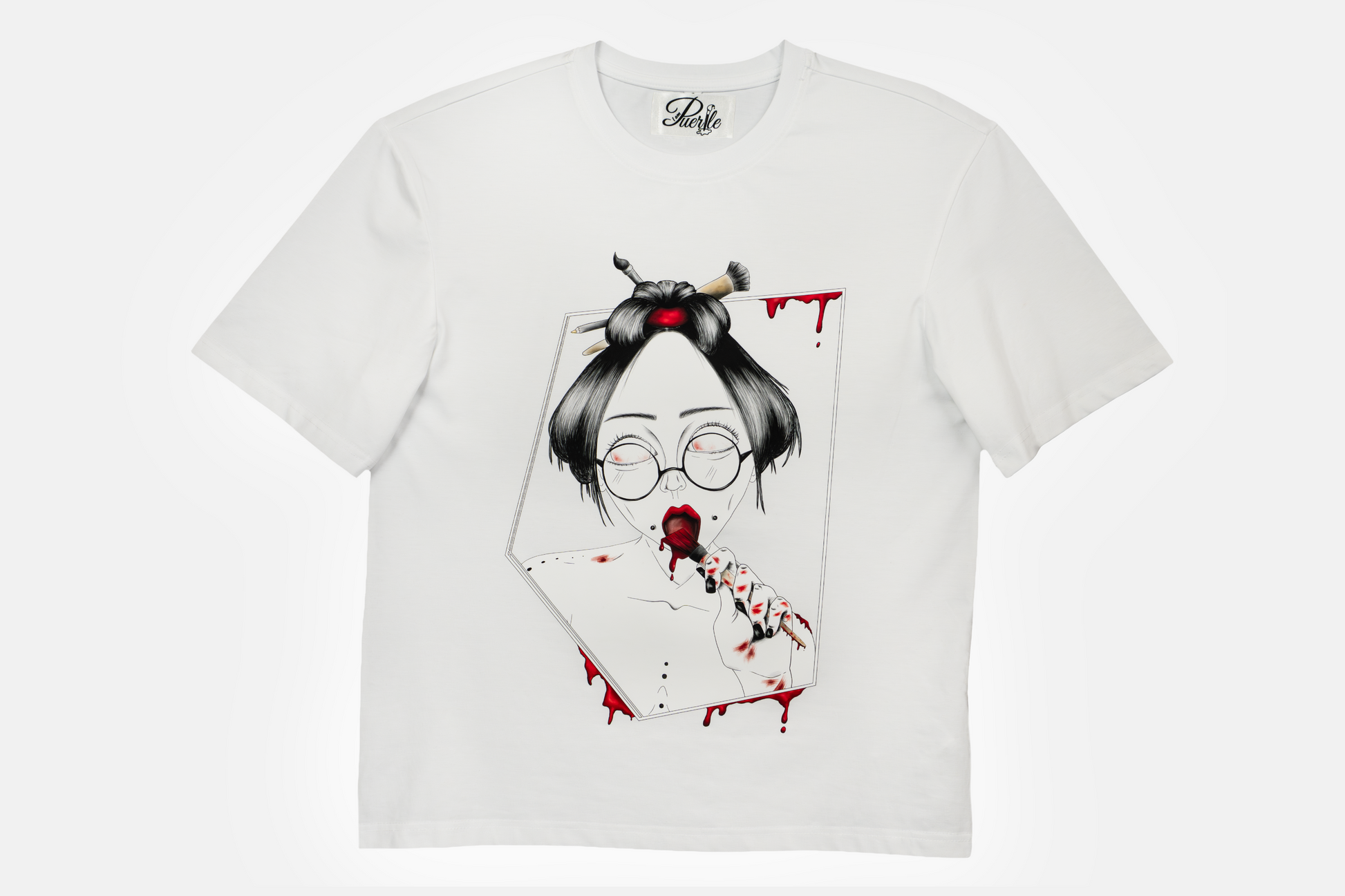 Painted in Red men's graphic white t-shirt - hand drawn design