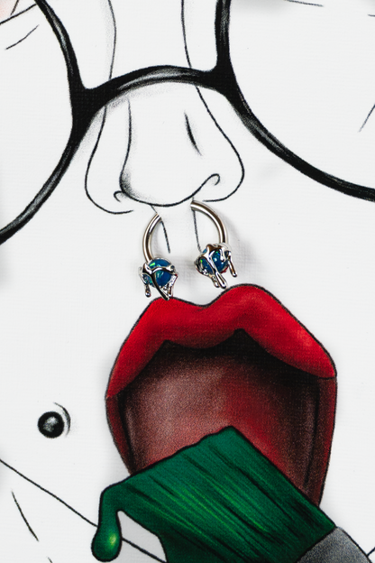 Piercing detail of Painted in Green Pierced Edition